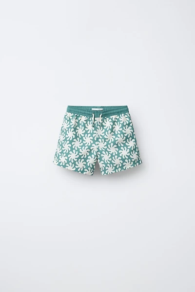 6-14 YEARS/ SPIRAL PRINT SWIM SHORTS