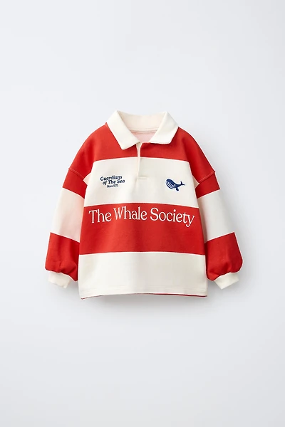 EMBROIDERED WHALE STRIPED POLO SHIRT