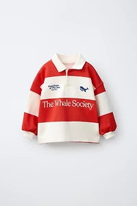 EMBROIDERED WHALE STRIPED POLO SHIRT