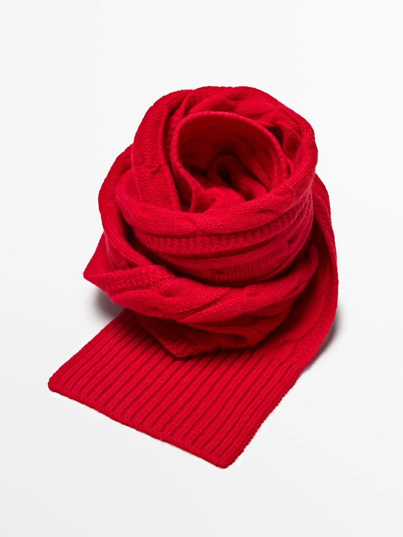 Écharpe tressée en laine mélangée