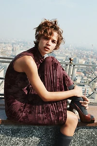 LONG SCARF PRINT DRESS