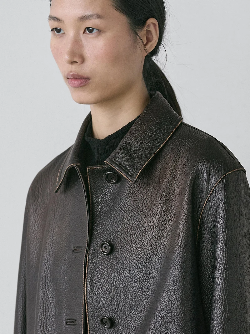 Short nappa leather jacket