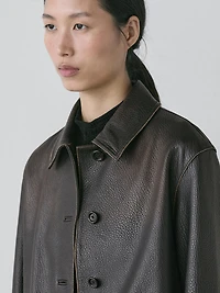 Short nappa leather jacket