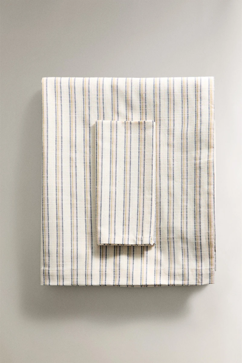 DYED THREAD STRIPED TABLECLOTH