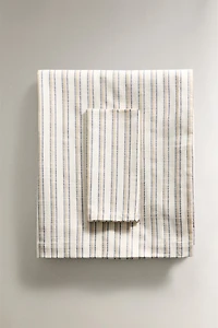 DYED THREAD STRIPED TABLECLOTH