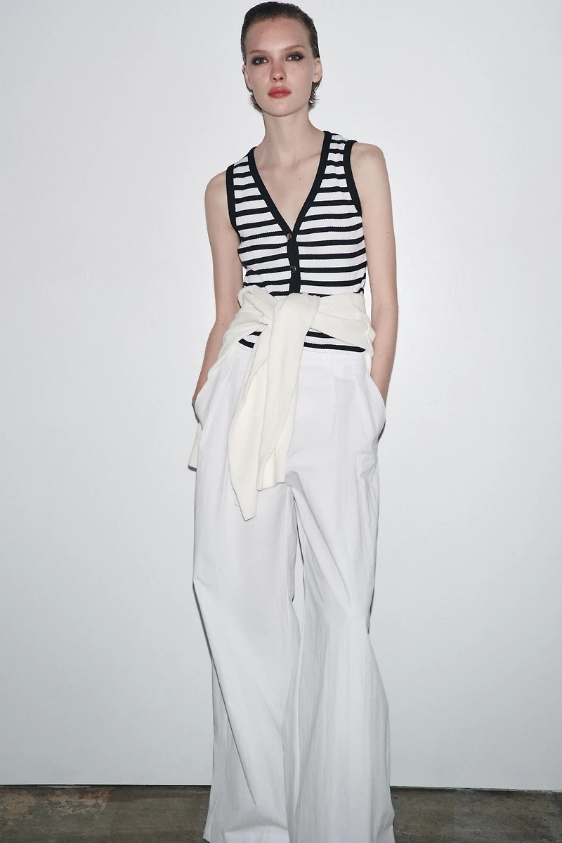 ZARA STRIPED BUTTON VEST