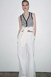 ZARA STRIPED BUTTON VEST