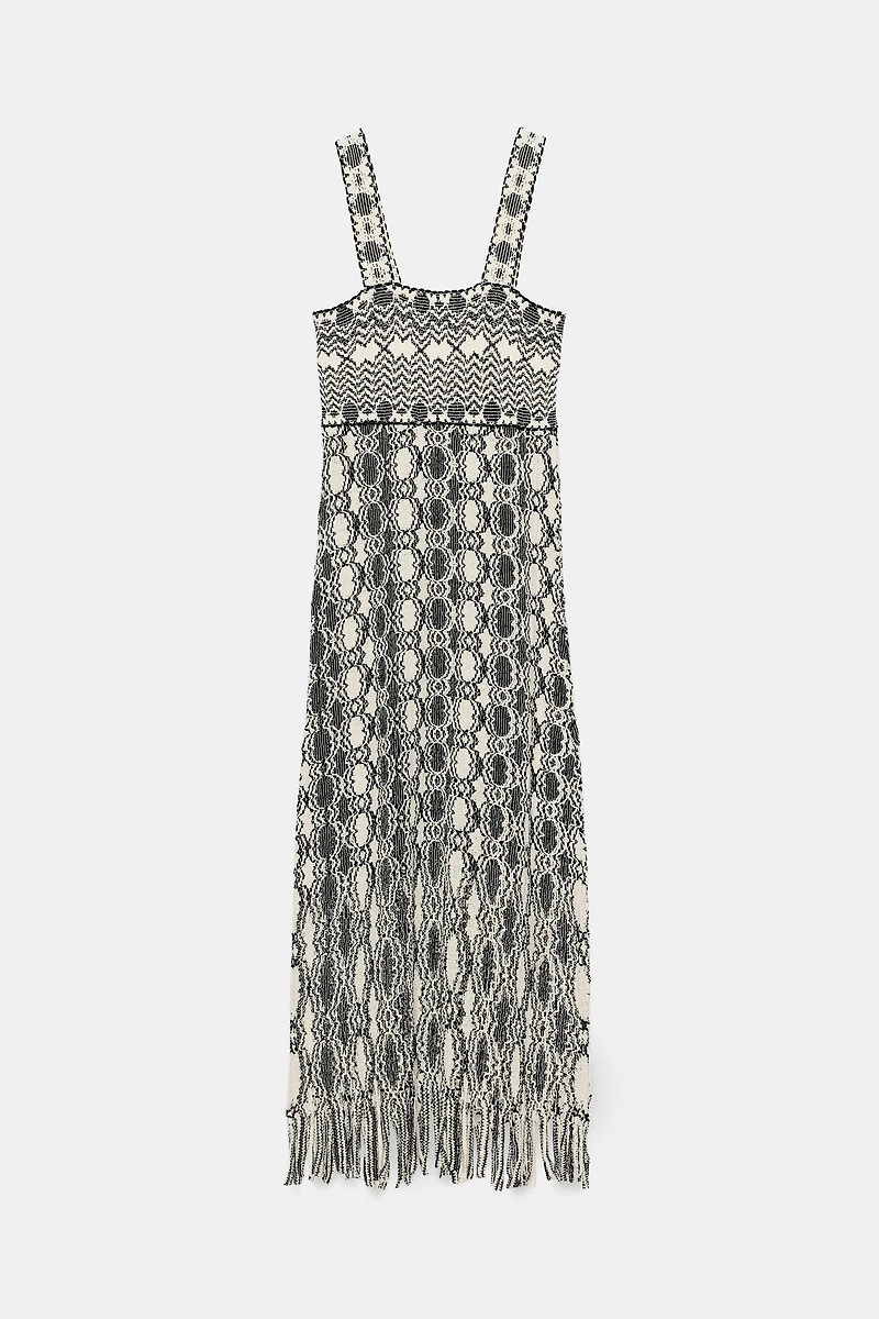 FRINGED KNIT DRESS