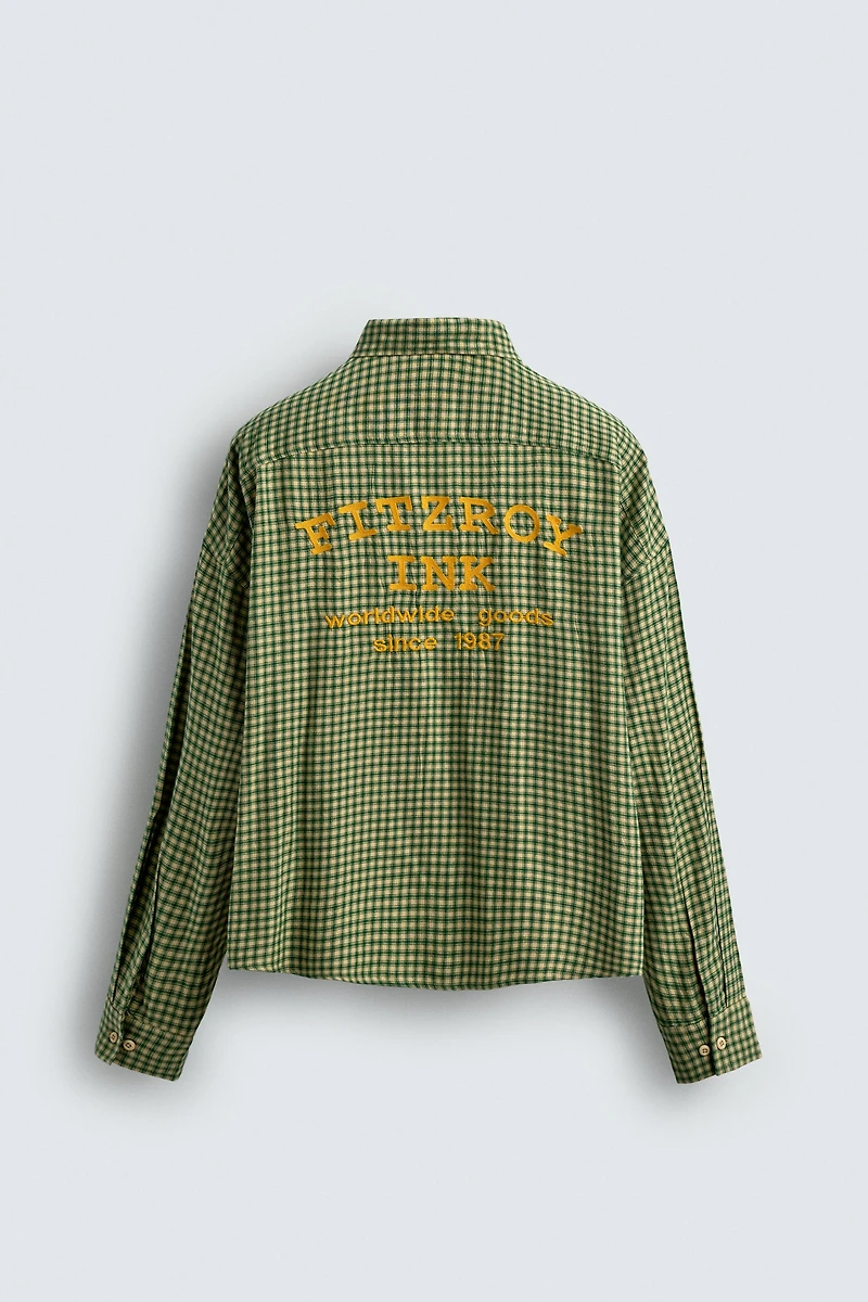 EMBROIDERED PLAID FLANNEL SHIRT