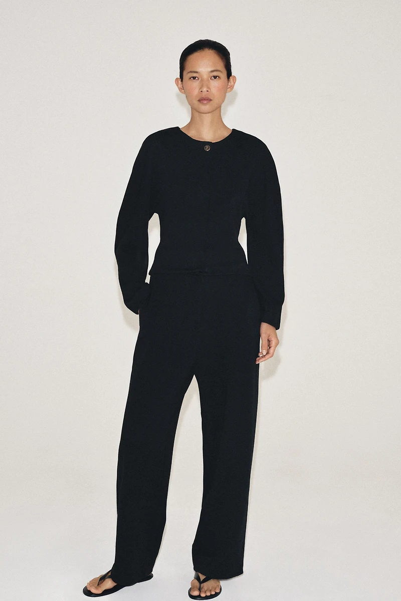 CROPPED WIDE-LEG TROUSERS