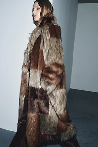PATCHWORK FAUX FUR COAT ZW COLLECTION LIMITED EDITION
