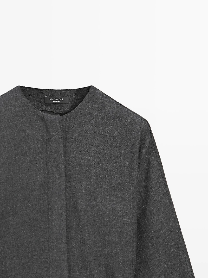 Felt texture shirt with tie detail