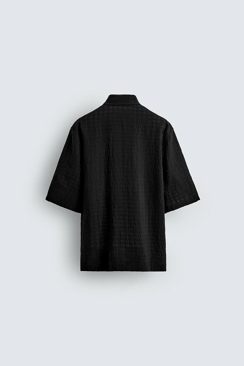 RELAXED FIT PLAID JACQUARD SHIRT