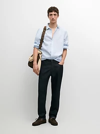 Cotton and linen five-pocket trousers