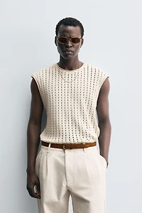 SLEEVELESS KNIT T-SHIRT