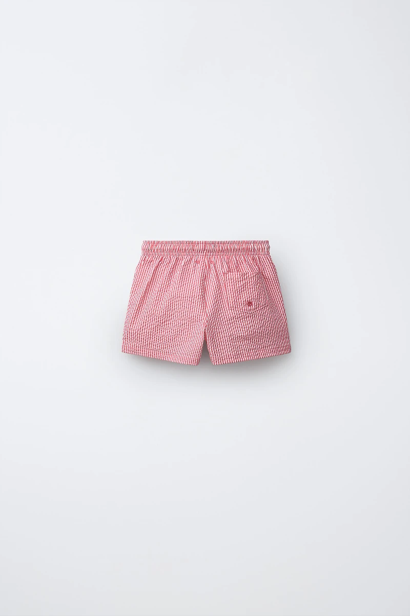 1-6 YEARS/ STRIPED SEERSUCKER SWIM SHORTS