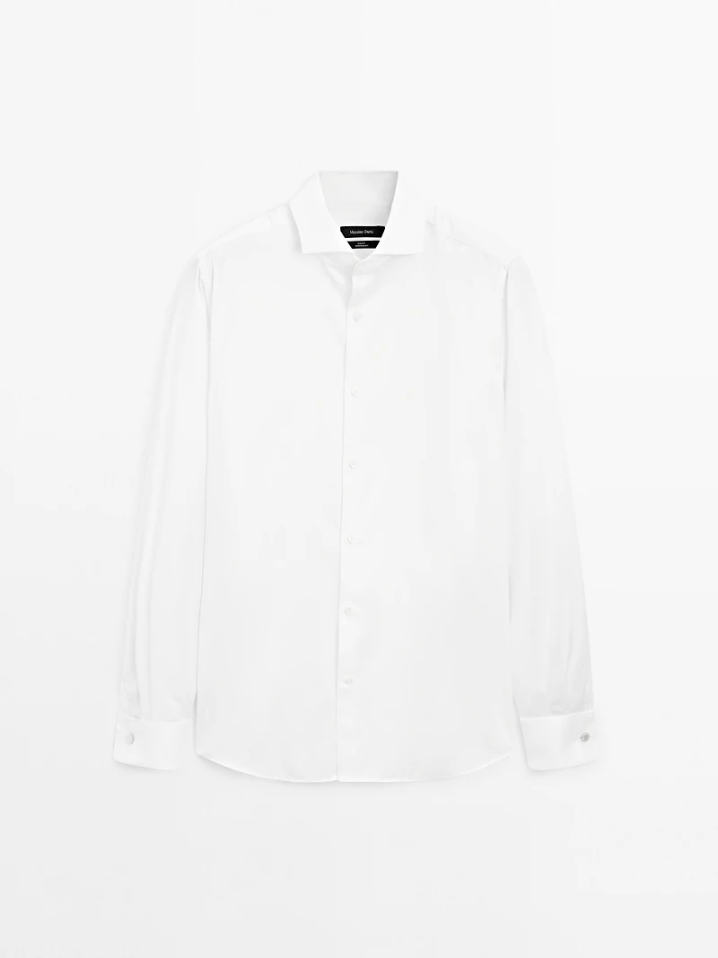 Chemise slim doubles poignets en coton