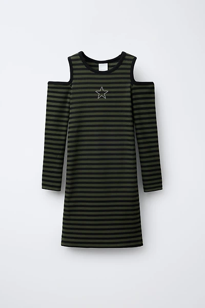 STRIPED RIBBED CUT OUT DRESS