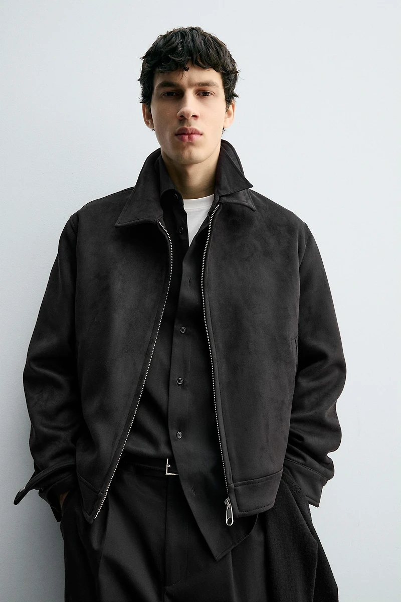 REGULAR FIT FAUX SUEDE JACKET
