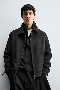 REGULAR FIT FAUX SUEDE JACKET