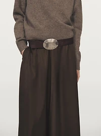 Satin midi skirt with pockets