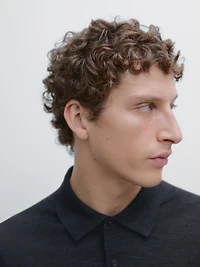 100% wool knit sweater with polo collar
