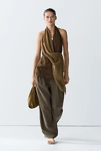 Top fluide à rayures encolure américaine total look