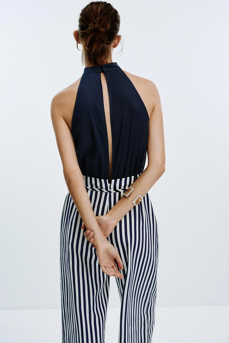 LINEN BLEND LONG JUMPSUIT