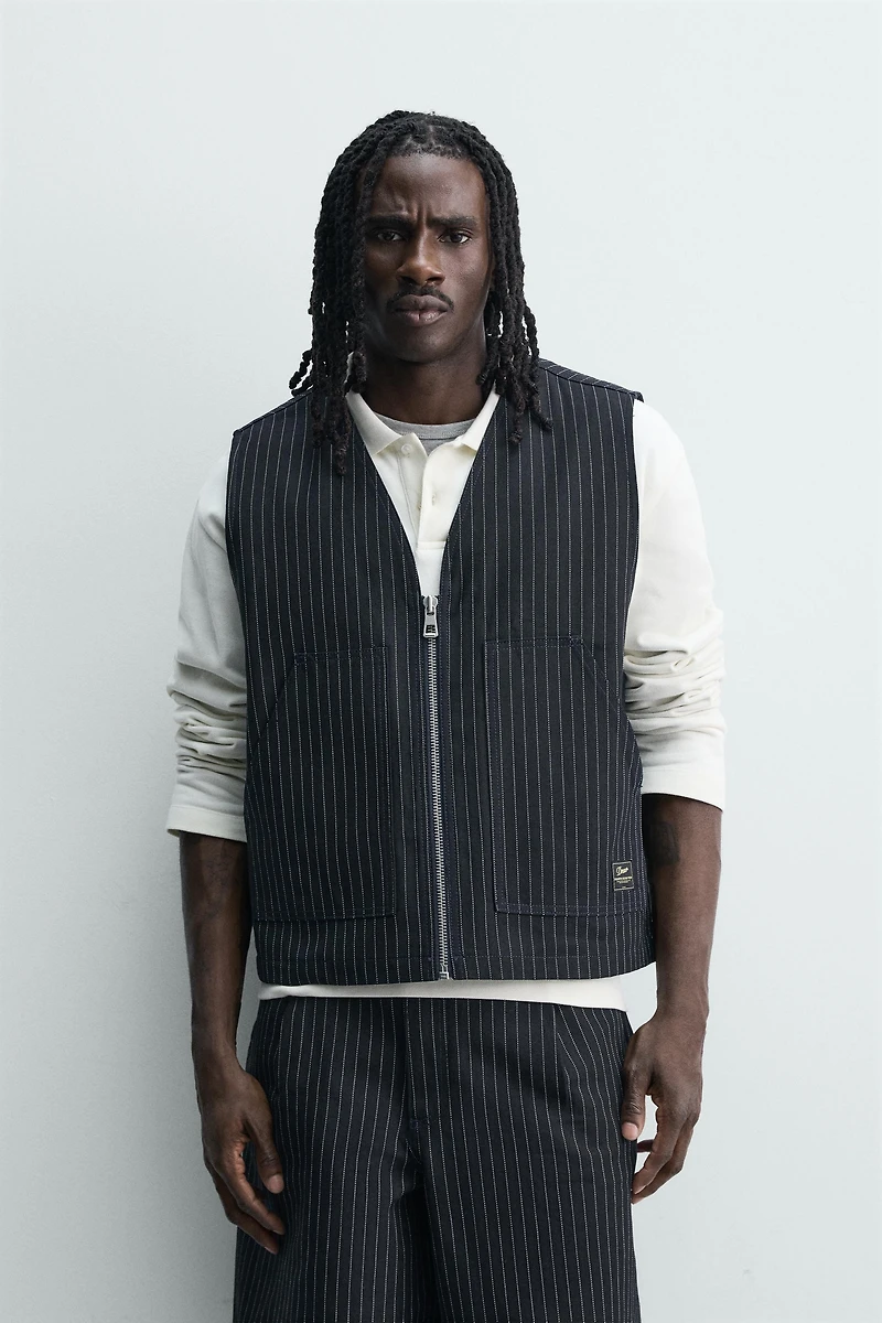 PINSTRIPE DENIM VEST