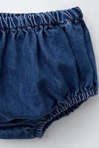 DENIM OVERALL DRESS WITH BLOOMERS