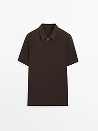 Short sleeve polo shirt with zip detail