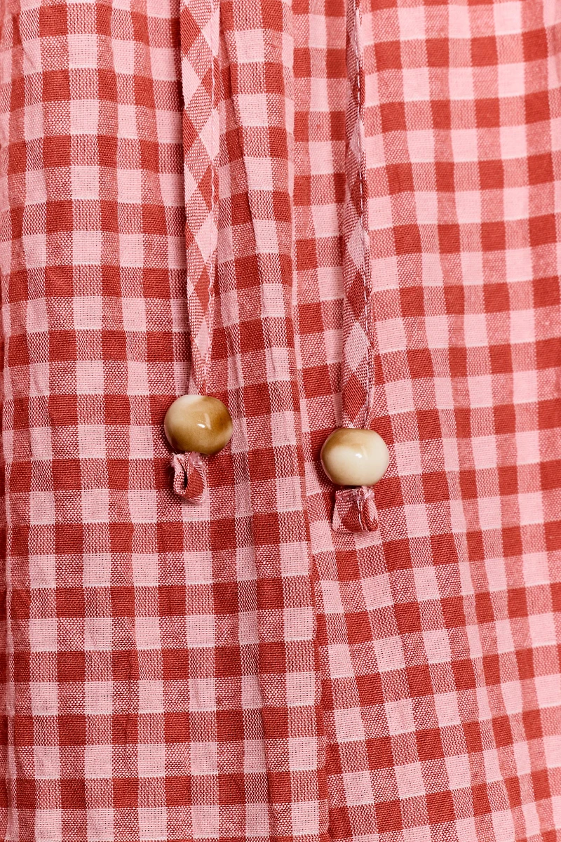 GINGHAM WIDE LEG PANTS