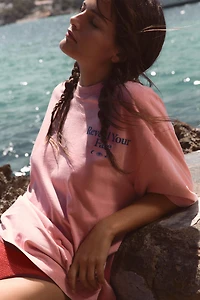 WASHED EFFECT TEXT T-SHIRT