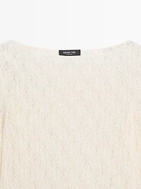 Boat neck T-shirt with lace detail