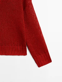 Linen V-neck knit sweater