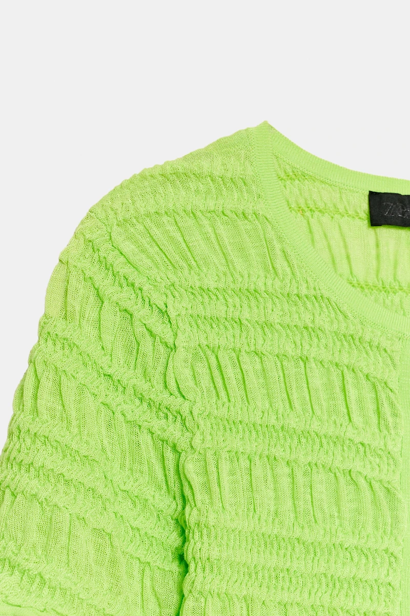 SMOCKED KNIT TOP