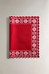 CHRISTMAS PLACEMAT WITH GEOMETRIC EMBROIDERY