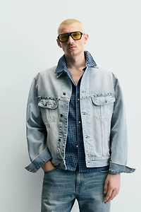 RELAXED FIT DENIM JACKET WITH METAL STUDS