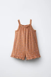 TERRYCLOTH STRAWBERRY SHORT JUMPSUIT