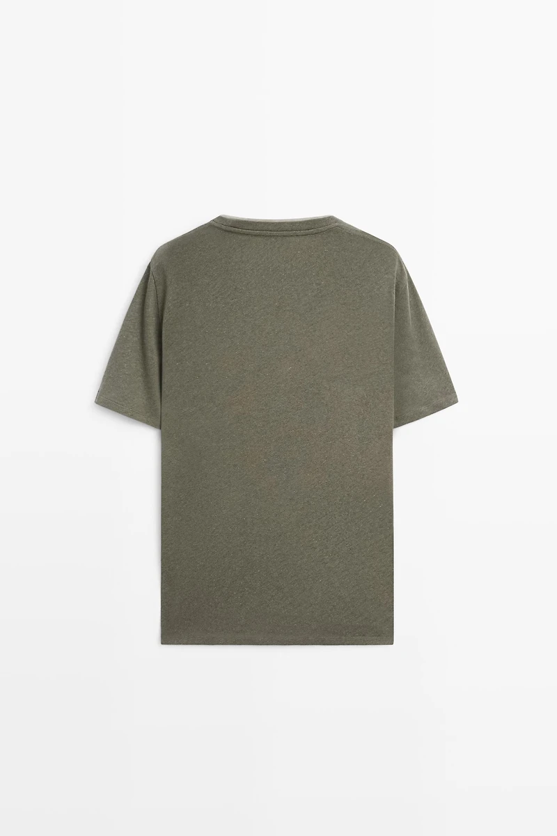 Linen and cotton double-collar T-shirt