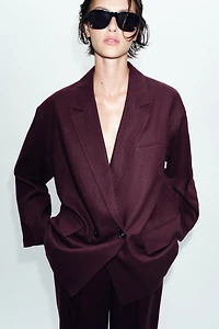 LINEN BLEND DOUBLE BREASTED BLAZER