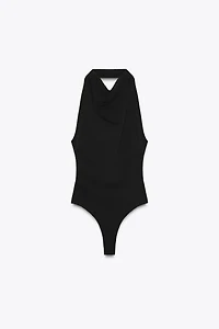 OPEN BACK HALTER BODYSUIT