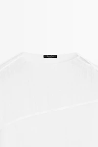 Chemise en lin mélangé à textures combinées