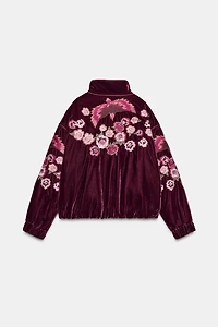 EMBROIDERED VELVET PUFFER JACKET