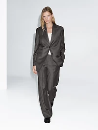 Pantalon de tailleur large 100 % laine
