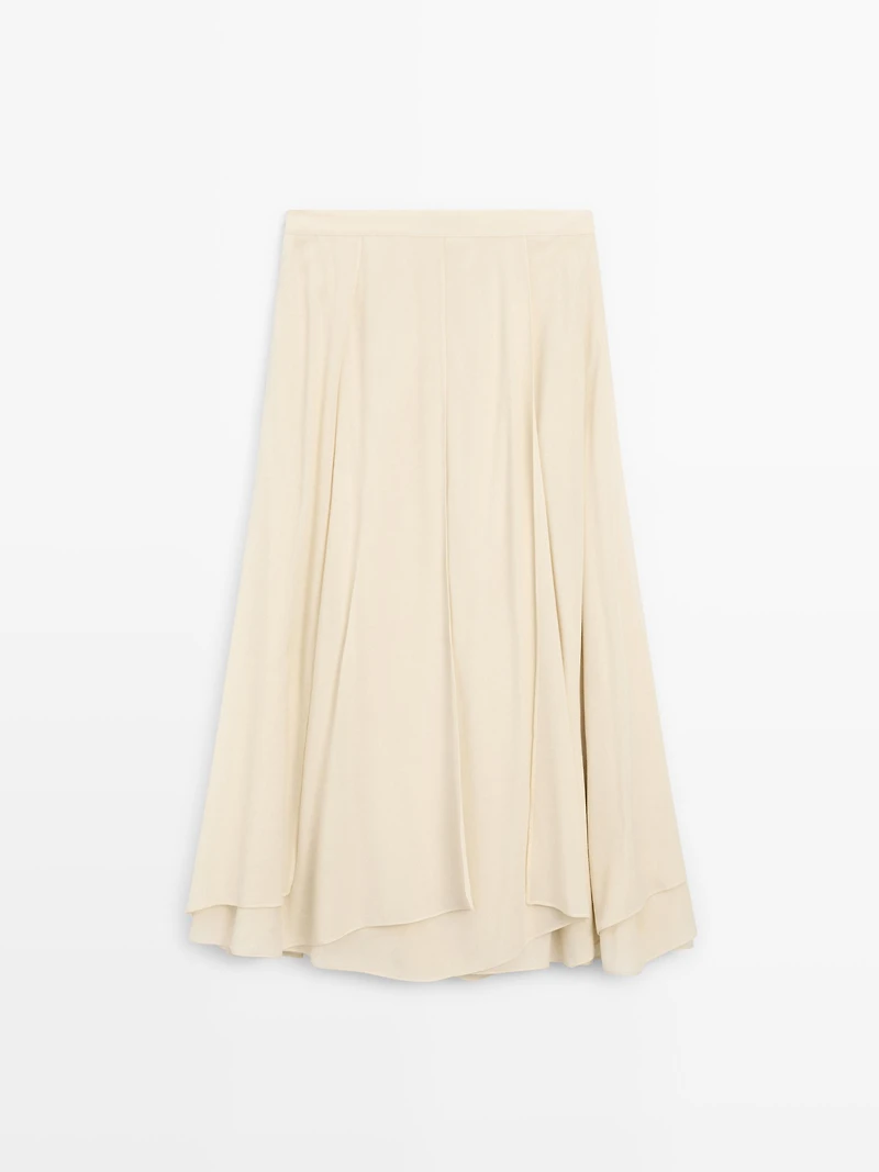 Flowing midi skirt with ruffles