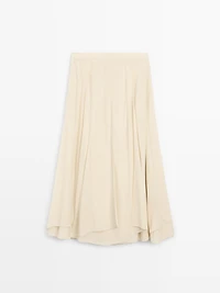 Flowing midi skirt with ruffles