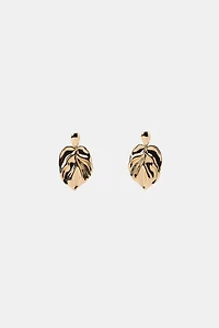 MAXI BOUCLES D'OREILLES MÉTALLIQUES FEUILLE