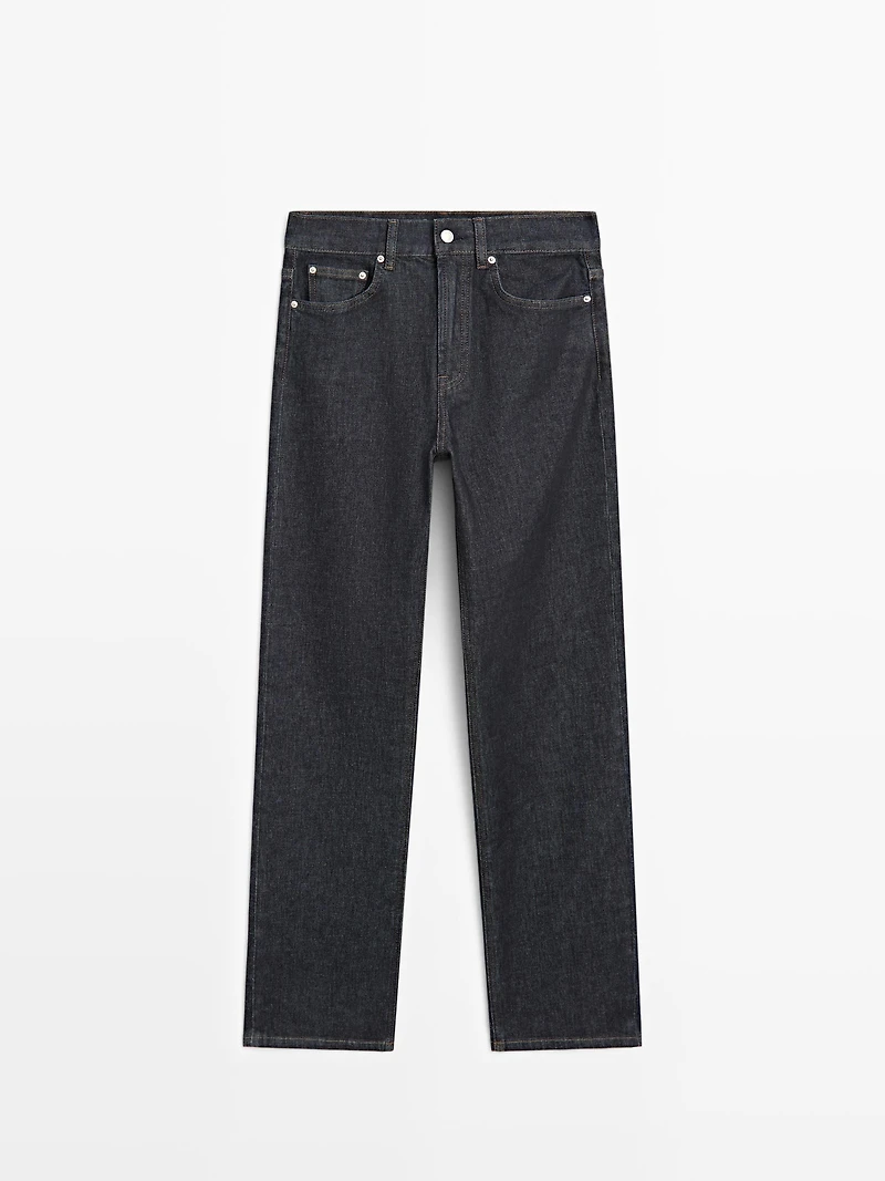 High-waist straight-leg jeans