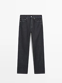 High-waist straight-leg jeans